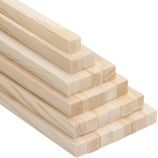 Foto: Belle vous natuurlijk houten vierkante deuvel staafjes 25 pak 126 132 mm x 30 cm extra lang onbewerkt sterke houten lolly hobby stok staafjes voor kunst diy projecten houtbewerking