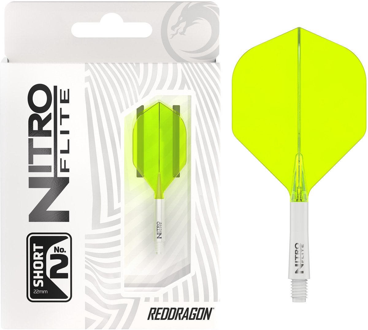 RED DRAGON Darts - Nitro Flite Flight & Shaft - Wit/Geel - Kort