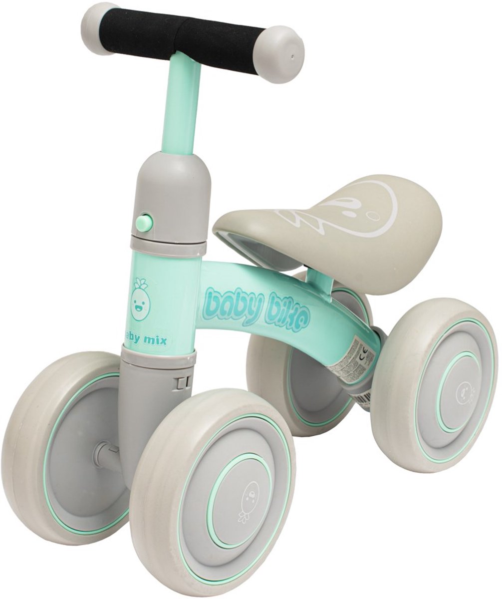 Baby Mix - Loopfiets - Baby Bike groen staal one size - kinderfiets - balansfiets - eerste fiets - peuterfiets