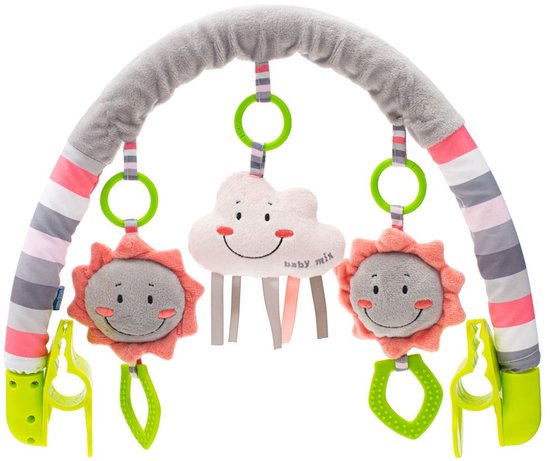 Eend Edda Lou Kinderwagenketting, activiteitsspeelgoed voor de kinderwagen of de reiswieg