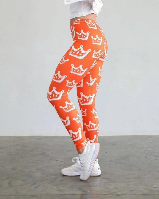 Oranje Legging Dames - Koningsdag kleding - High Waist - Positive Pants - L/XL