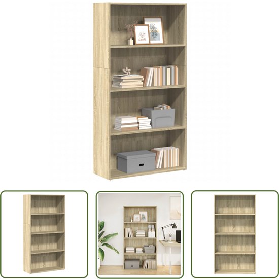 Boekenkast 48x25,5x140 cm bewerkt hout oud houtkleurig