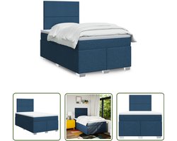 vidaXL Boxspringbed - Boxspring - Boxspring met matras stof blauw 120x200 cm - Tweepersoonsbed - Slaapcomfort - Pocketveringmatras