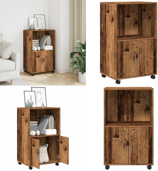 vidaXL Kast verrijdbaar 60x35x75 cm bewerkt hout wit