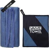 VAIVE Microvezel handdoek - Strandlaken 100x200 - Badlaken - Reishanddoek Sneldrogend - Blauw
