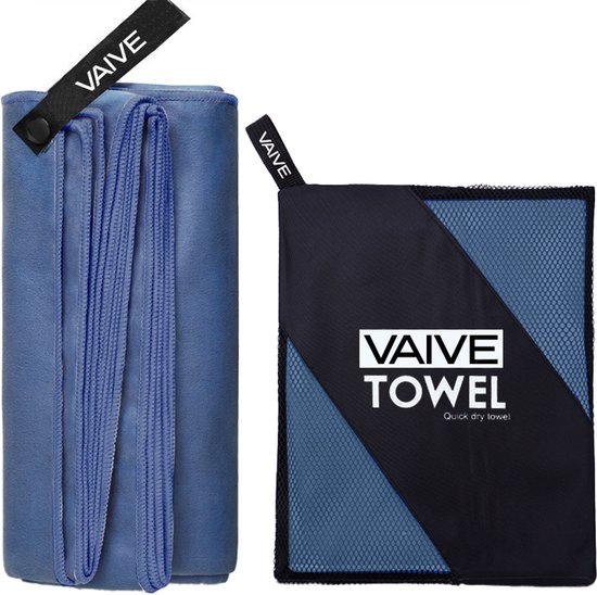 Vaive microvezel handdoek – 100×200 – sneldrogend – blauw