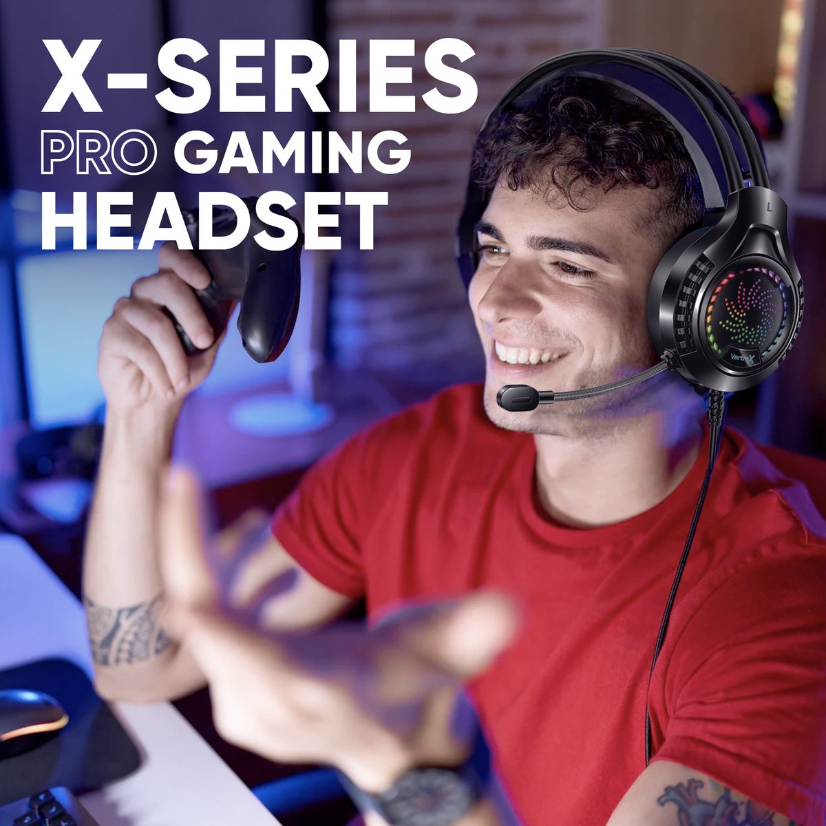 VERTREX Gaming Headset met Microfoon - Hoofdtelefoon - Headsets PC, PS5, PS4, Xbox, Nintendo Switch - 7.1 Surround Sound thumbnail 2