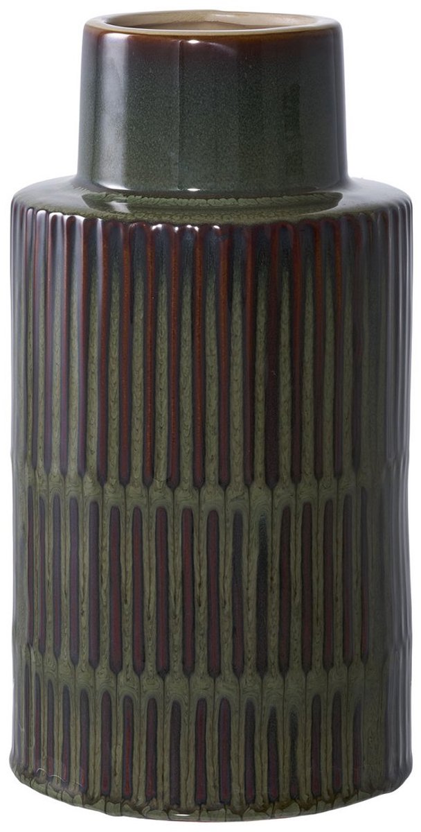 House Nordic Vaas - keramiek - groen/bruin - ø16x30 cm