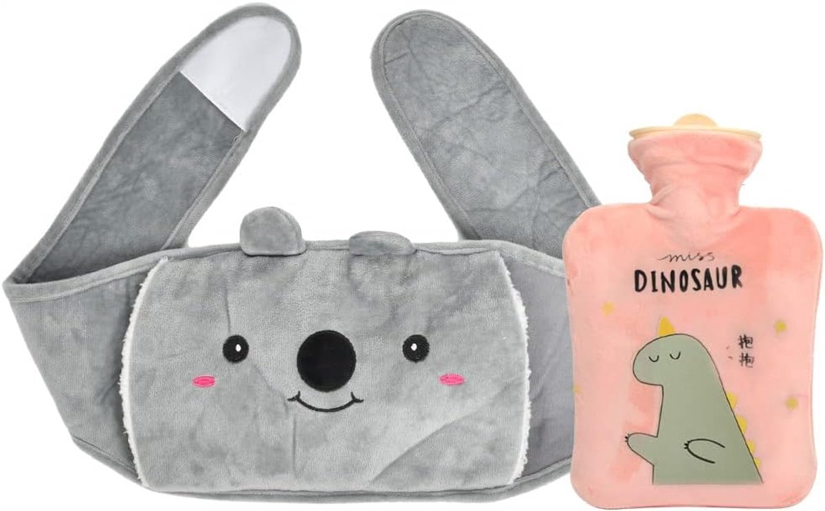 Rubberen warmwaterkruik met zachte pluche bekleding - Pijnverlichting voor buik, rug en benen