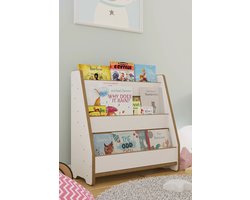 Boekenkast Kind - Boekenrek Kind - Boekenrek Kinderkamer - Kinderboekenkast - Montessori Boekenkast - Wit - Boekenkast Staand