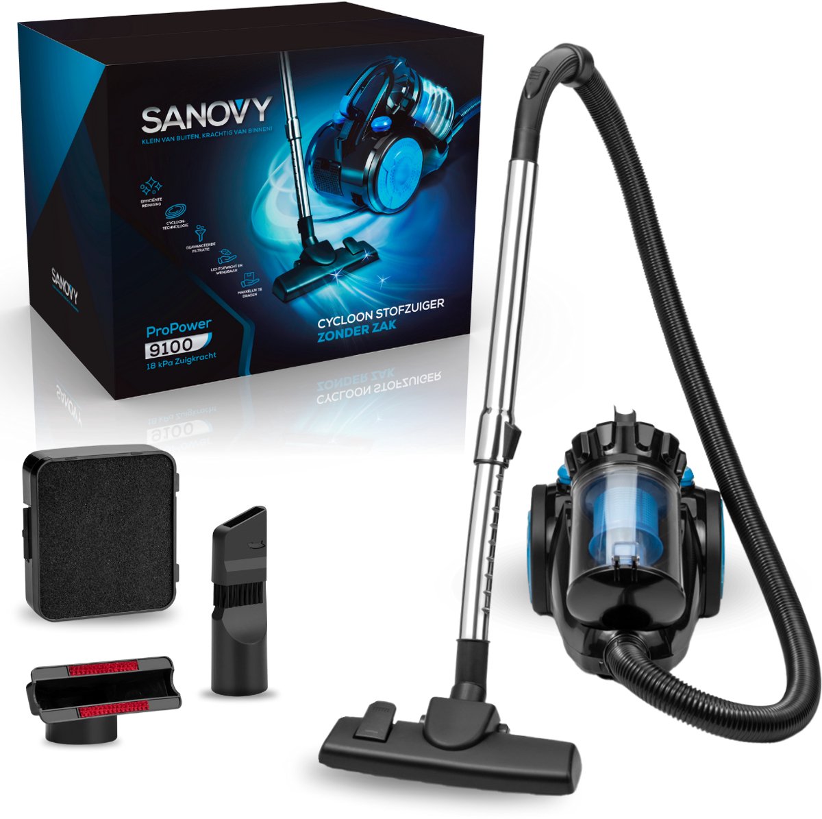 Sanovy ProPower-9100+ Krachtige Stofzuiger Zonder Zak - 3L - Compact - Blauw — afbeelding 7