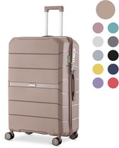 SKYCASES Urban Adventurer - Grote Reiskoffer - Cijferslot - 49x30x75cm - 110L - Reiskoffer met Kofferslot - Spinner wielen - Champagne