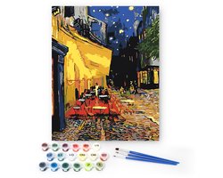 Rubye® Schilderen Op Nummer Volwassenen – Avond Terrasje – Inclusief Verf en Penselen – Canvas Schildersdoek Zonder Frame - Kleuren op Nummer - 40x50cm