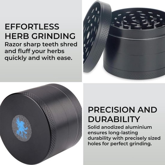 DCOU New Design Premium Herb Grinder 2.5 Inches 4 Piece Tobacco Grinder with Pyramidal Sharp Tooth Chain Shape Herb Grinder ORANGE