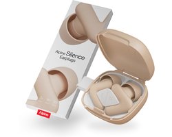 Alpine Silence Oordoppen - Oordoppen slapen - Vlieg oordoppen - voor Slapen, Focus & Reizen - Comfortabele, Herbruikbare Gehoorbescherming - Nauwsluitende V-vorm & Zachte Ovale Tips – 4 Maten XS/S/M/L – Tot 25dB Geluidsdemping – Beige