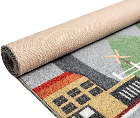 the carpet Happy Life - Speelkleed, kindertapijt met stadsprint, wasbaar en antislip, grijs met stadsprint, 80 x 150 cm van The Carpet — afbeelding 5