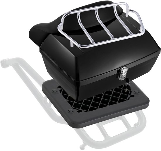 48L Motortopkoffer, universele, robuuste achterkoffer van PP-materiaal met reflecterend paneel, waterdicht, afneembare topkoffer met multi-hole bodem, geschikt voor 99% van alle motorframes