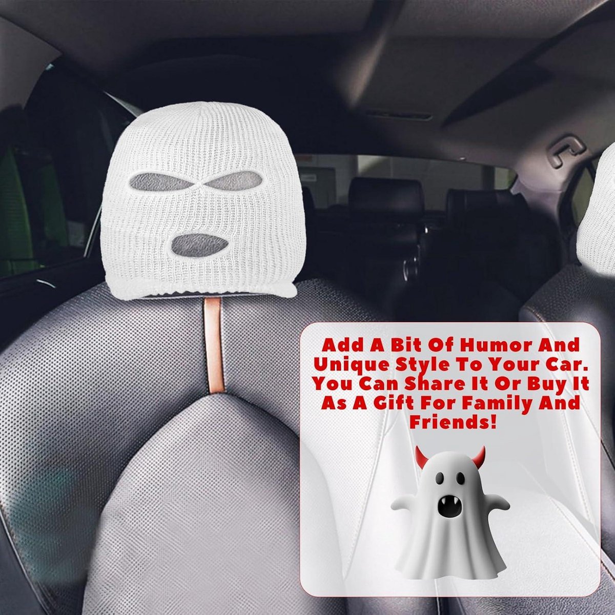 Housse D'Appui-Tête De Voiture Amusante Et Personnalisable - Décoration Confortable Et Respirante Pour Siège Auto (Blanc)
