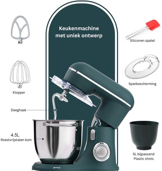 CRLYN® Keukenrobot - Keukenmachine - Keukenmixer - Groen van CRLYN — afbeelding 2