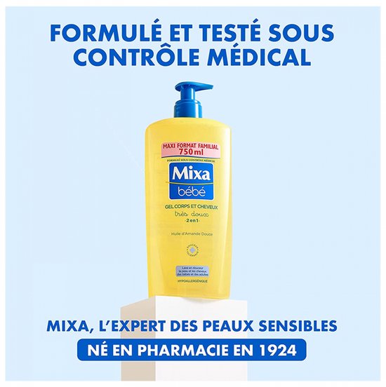 Mixa Bébé 2in1 Haar- en Lichaamsgel 750 ml — afbeelding 2