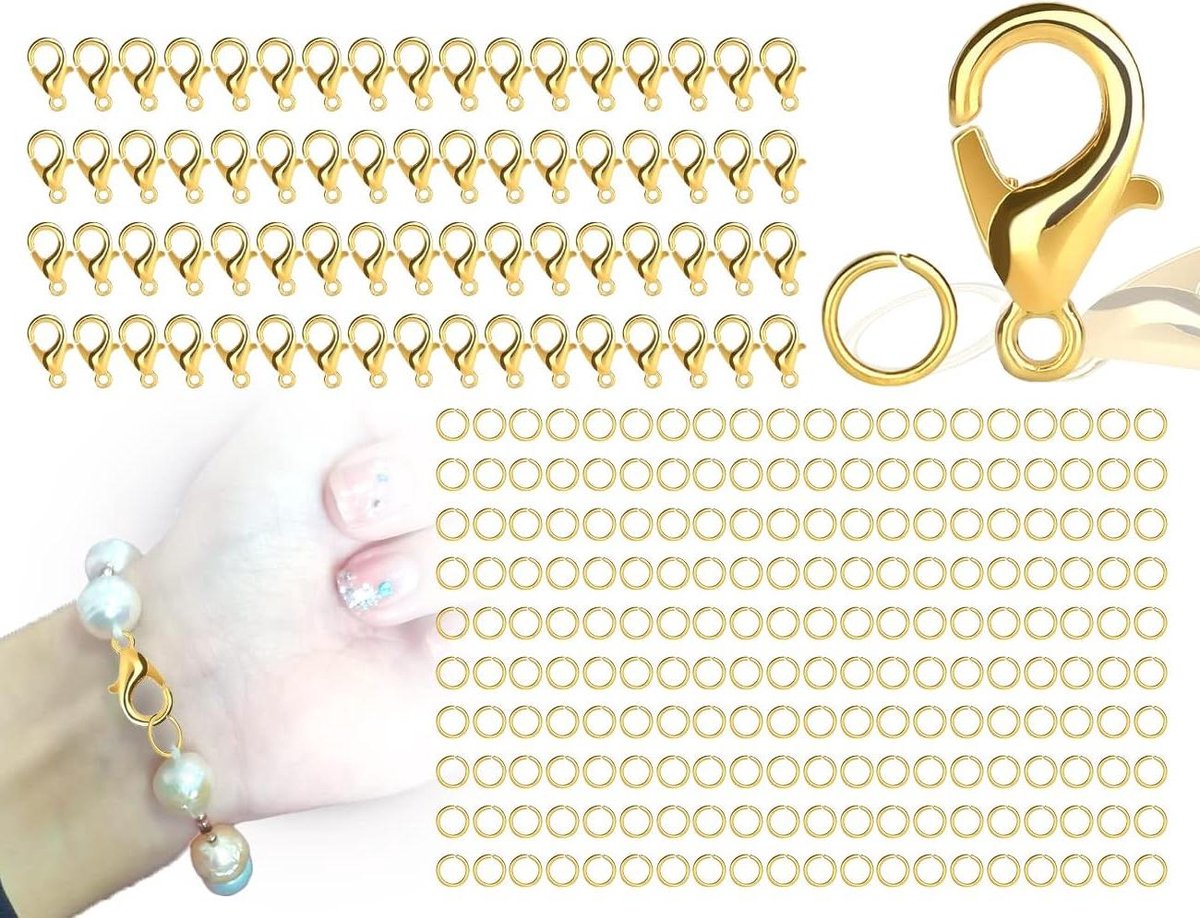 Lot De 300 Fermoirs De Chaîne Pour Bracelet - Mousquetons, Anneaux Ouverts, Extrémités à Sertir Et Chaînes D'Extension Argenté