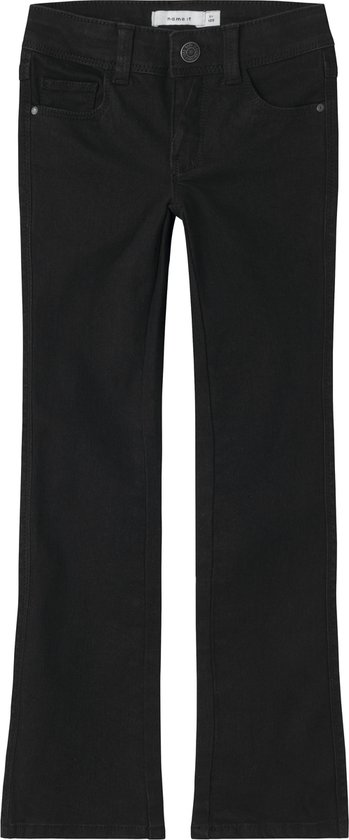 Zwarte Name It meisjes jeans met wijde pijpen.