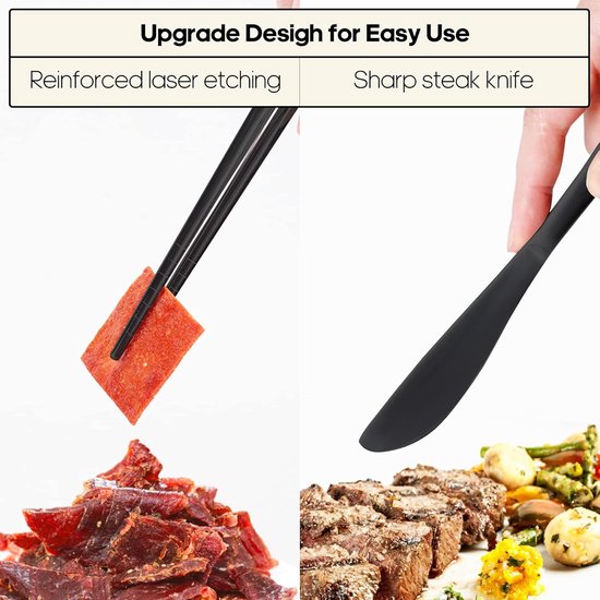 1 set Reisbestek , draagbare bestekset voor op het werk, herbruikbare reisbestekset van roestvrij staal, vork- en lepelset voor kamperen en picknicken, gadgets - zwart — afbeelding 3