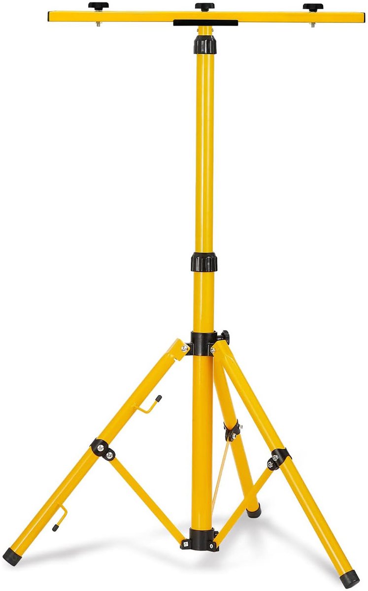 Aufun Telescopisch Statief voor Bouwspot - Traploos Hoogte Verstelbaar 64-154cm- Geschikt voor 2 LED Schijnwerpers