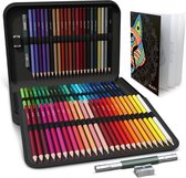 NAPI 72 Professionele Kleurpotloden in Luxe Map - Incl. Mandala Kleurboek voor Volwassenen en Kinderen - Tekenset op Oliebasis - Set van 72 Potloden incl. Accessoires