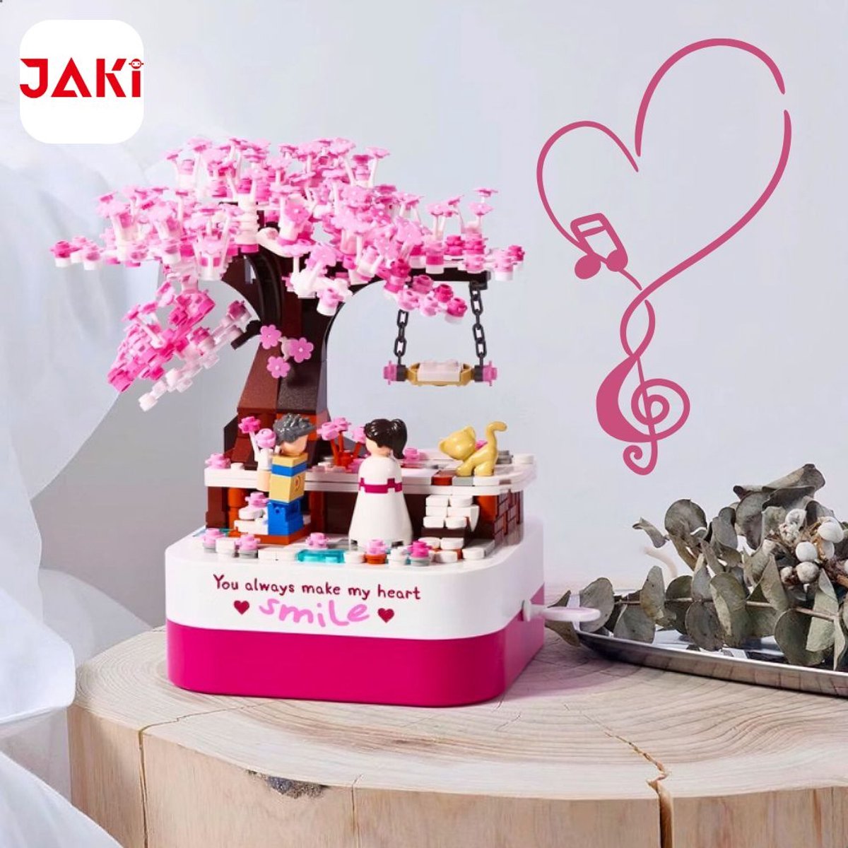 Jaki Bonsai Romantische Japanse bloemen tuin | Botanical Sakura Kersenbloesem | Classic bloemenpracht modelbouw | Muziekdoos niet compatibel met lego | Icons Creator speelgoed mega bouwpakket voor kinderen & volwassenen | 449 bloks | Valentijn cadeau — afbeelding 9