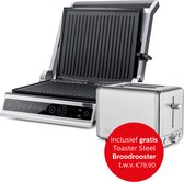 Bol.com Solis Contactgrill Pro - Tijdelijk met Gratis Toaster Steel Broodrooster - Grill Apparaat met Verwisselbare Platen - 5 G... aanbieding