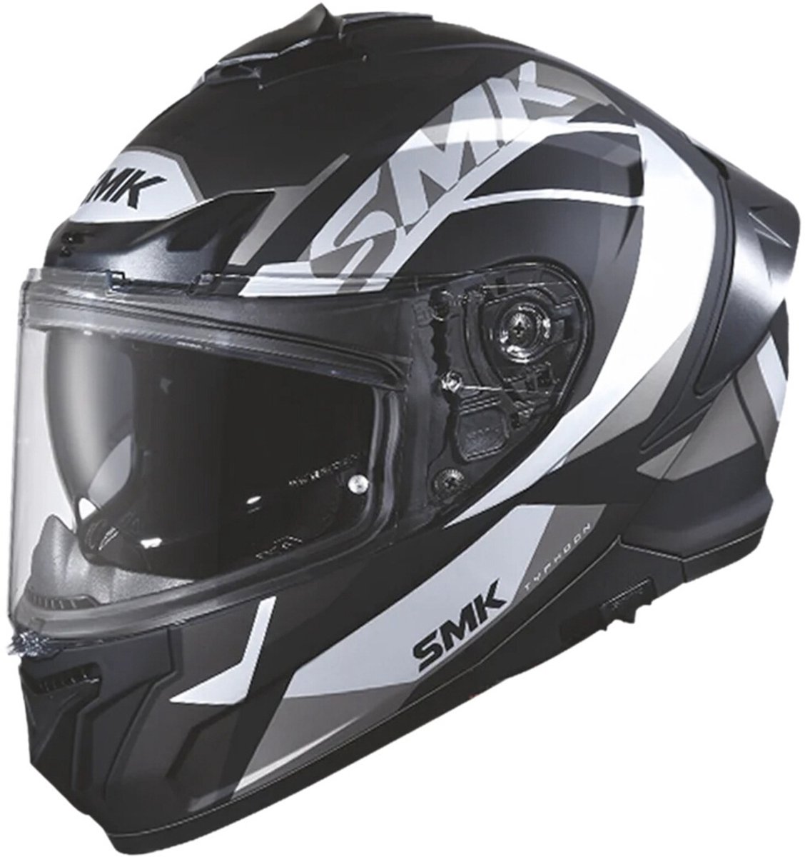 SMK Typhoon Style Zwart Wit Grijs Integraalhelm - Helm