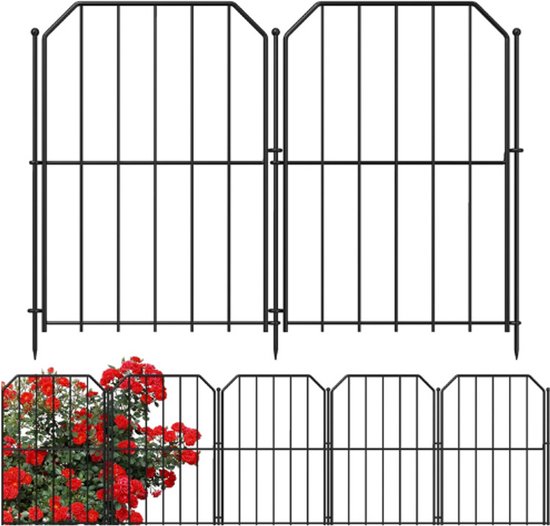 Foto: Tuinhekjes 4x stuks kunststof 60 x 30 cm zwart borderrand tuinafscheiding