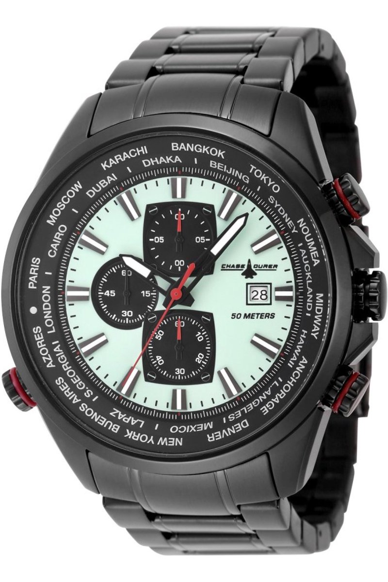 Chase Durer CDW-0158 Heren Horloge - Waterdicht - Analoog - Quartz Uurwerk - Roestvrij Staal met blauwe Wijzerplaat - 50mm