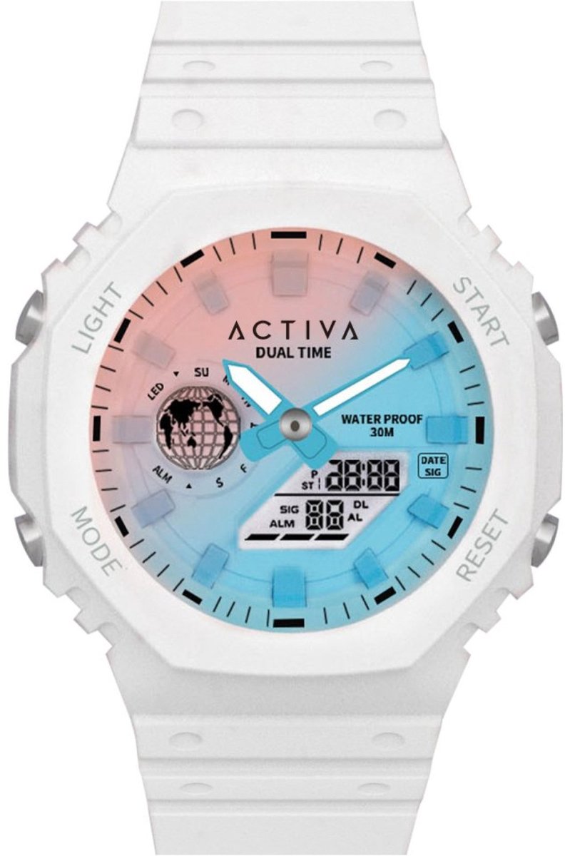 Activa x Invicta Digital ACW423-012 Heren Horloge - Waterdicht - Digtaal - Quartz Uurwerk - Plastic met blauwe Wijzerplaat - 45mm