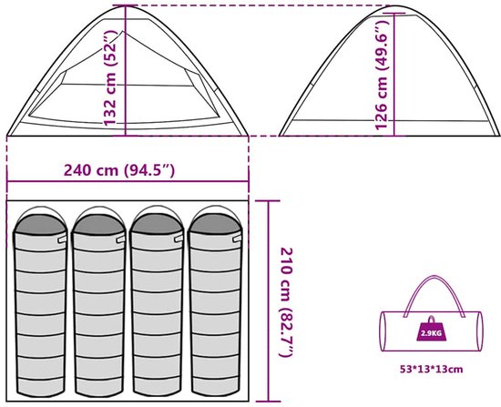 vidaXL - Koepeltent - 4-persoons - waterdicht - blauw van Vidaxl — afbeelding 5