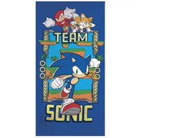 Strandlaken Kind Team Sonic 70x140 cm 100% Polyester | Sonic Tails Knuckles Blauw Gaming | Officiële SEGA Licentie