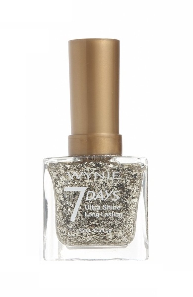 Wynie - Nagellak 7 Days Ultra Shine Long Lasting - Transparant met Gouden Vlokken - 1 flesje met 15 ml inhoud - Nummer 051