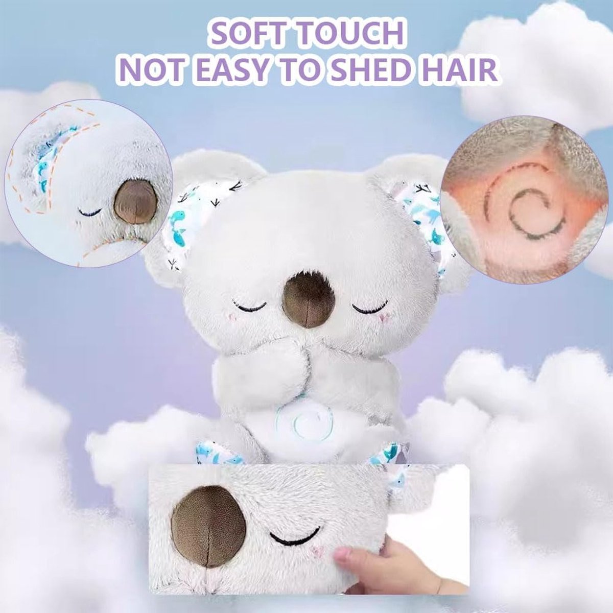 Breathing Koala Knuffel - Ademende Knuffel - Ademhaling Knuffel Koala - Kalmerend Koala Knuffel - Zacht speelgoed dat ademt met geluid reliëfpluche