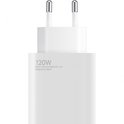 Chargeur blanc 120W avec le texte 'Xiaomi Communications Co., Ltd. Designed by Xiaomi'.
