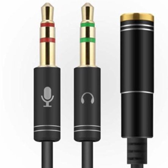 Répartiteur jack femelle 3,5 mm vers 2x 3,5 mm Aux - Répartiteur casque - Répartiteur microphone et Audio - Zwart