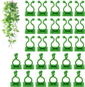 Plant Clips - 100 stuks - Plantenclips - Plant Steun - Kabel Organizer - Plantenclips Voor Aan De Muur - Bevestigingsclips voor klimwanden - Herbruikbaar - Tractie voor binnen- en buitendecoratie - Zelfklevend - Groen