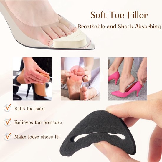 2 paar zachte spons schoen filler teen inserts verstelbare teen plug teen brace pads voor mannen en vrouwen, pompen, flats, sneakers