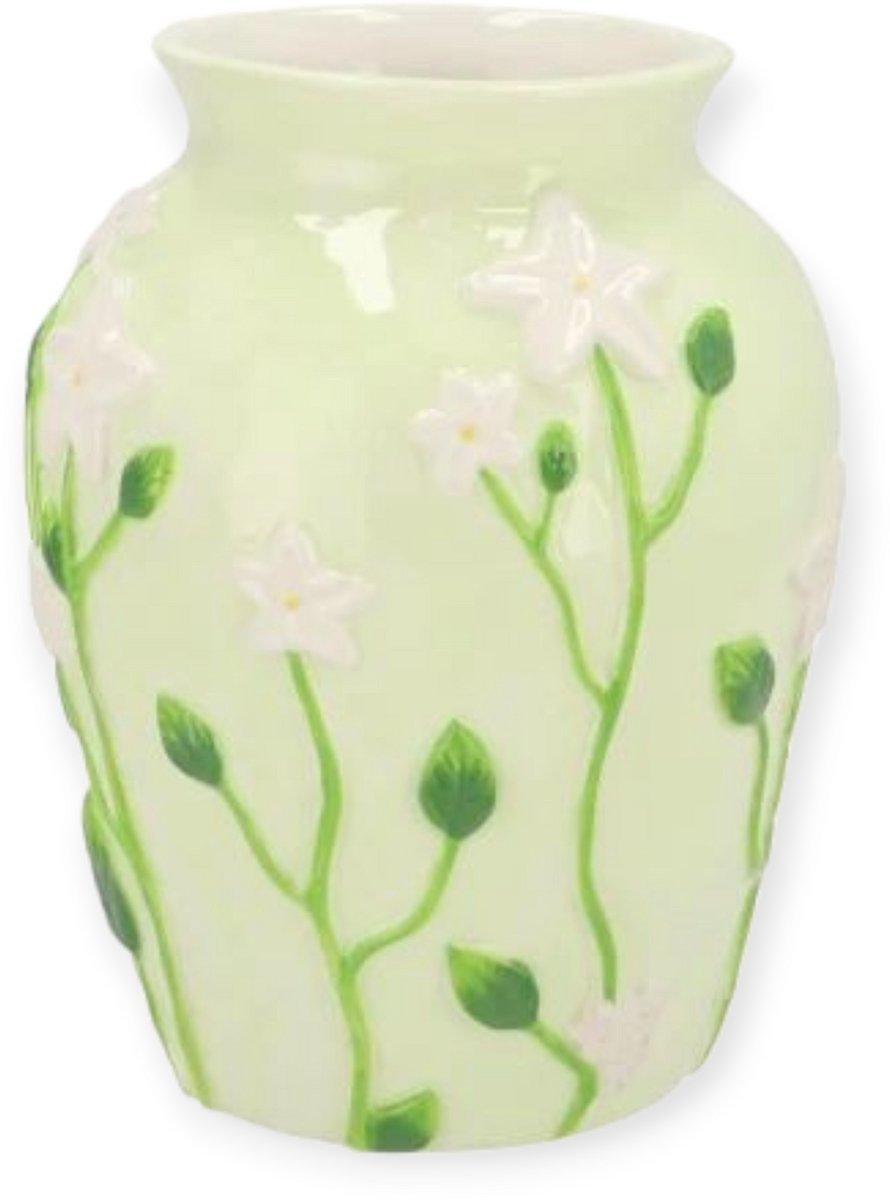DK design Daan Kromhout - Vaas - Bloemenvaas - Flair - Flowers - Keramiek - Lichtgroen - 17x22cm