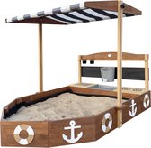 AXI Dora Boot zandbak met speelkeuken en dak (UV50) 160 x 100 cm Antraciet/bruin – Met krijtbord en opbergruimte - Inclusief gronddoek - 10 jaar garantie!