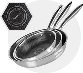 Rosmarino HexaPRO Pannenset 3delig - Koekenpannen - Pannen - 20/24/28 cm - RVS - Geschikt voor alle warmtebronnen