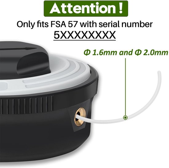 Geschikt voor Autocut C3-2 Trimmerkop voor Stihl FSA 57 FSE 52, Trimmerkop compatibel met FSA57 FSE52 Draadtrimmerkop, Elektrische Bosmaaier en Grastrimmer Accessoires van Entatial — afbeelding 5