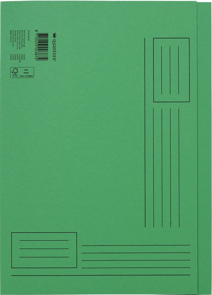 Vouwmap quantore a4 ongelijke zijde 320gr groen | 10 stuks