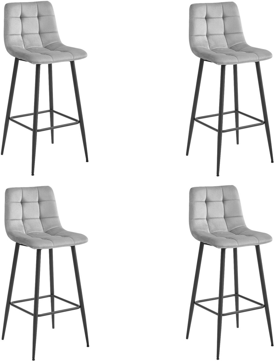 LEOBERT ARCETO kruk - zilvergrijs fluweel / zwarte poten x 4