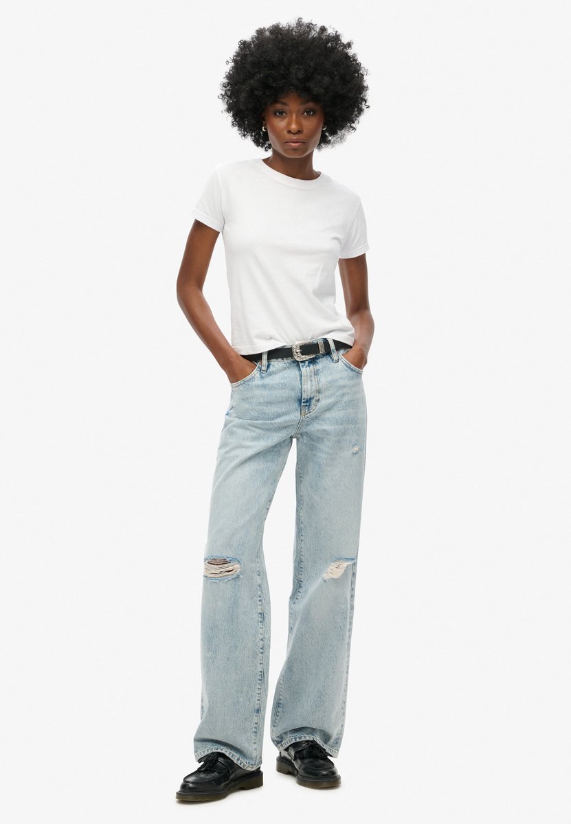 Superdry Jeans van biologisch katoen met halfhoge taille en wijde pijpen Dames Jeans Spring Vintage Custom